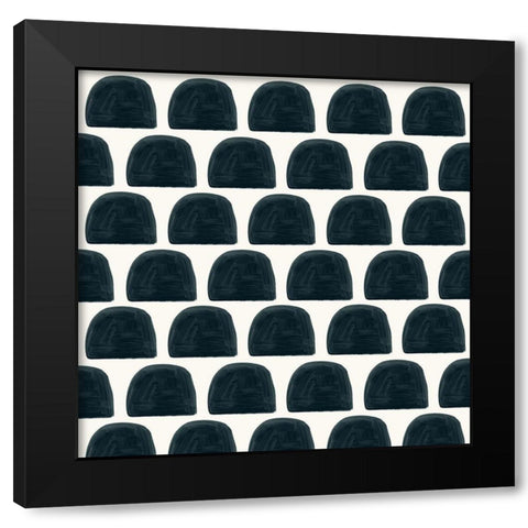 Brushy Shapes Collection F Black Modern Wood Framed Art Print with Double Matting by Barnes, Victoria