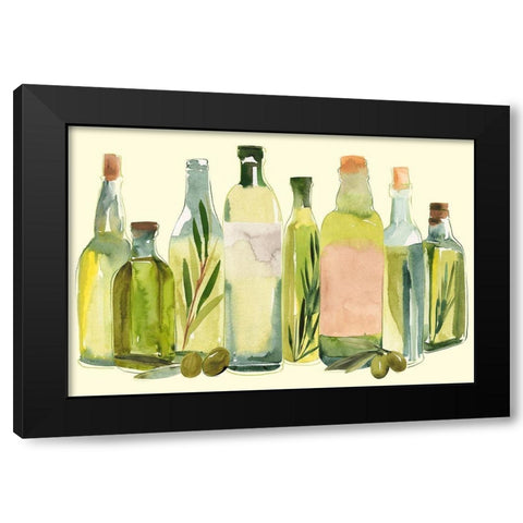 Olive Oil Set Collection A Black Modern Wood Framed Art Print by Warren, Annie