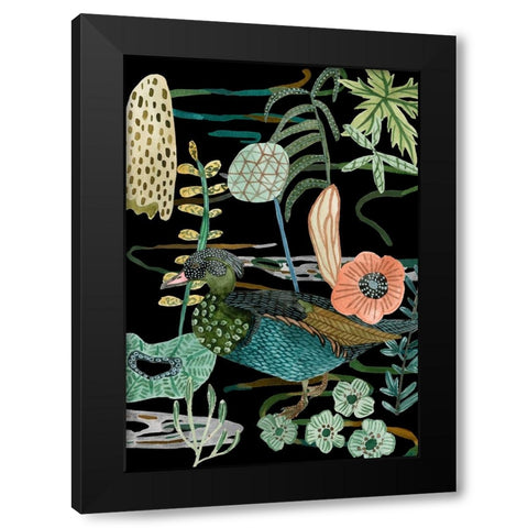 Duck in River Collection B Black Modern Wood Framed Art Print with Double Matting by Wang, Melissa