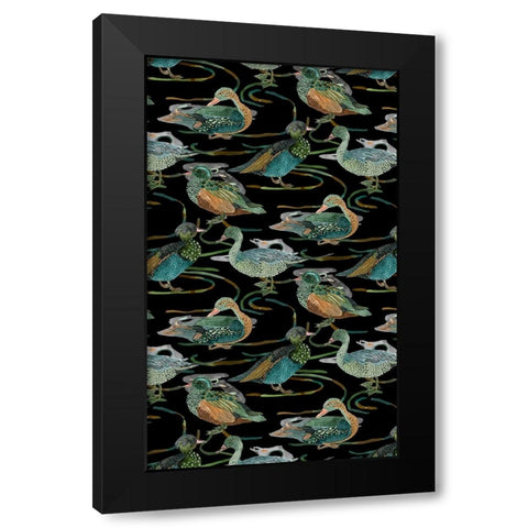 Duck in River Collection E Black Modern Wood Framed Art Print by Wang, Melissa