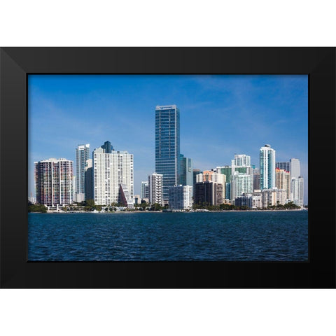 USA, Florida, Miami, city Skyline from Rickenbacker Causeway Black Modern Wood Framed Art Print by Delimont, Danita