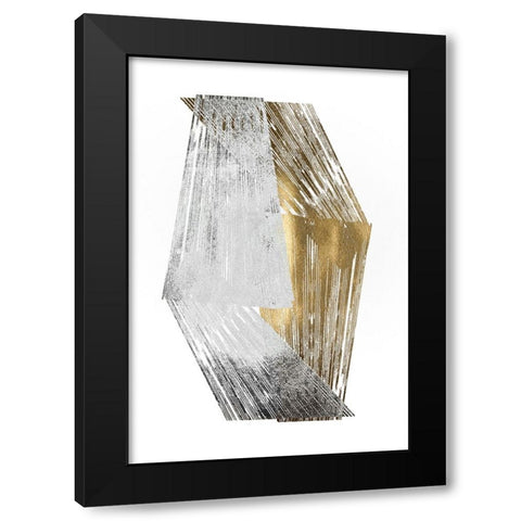 Silver and Gold Foil Stripes Black Modern Wood Framed Art Print by Goldberger, Jennifer