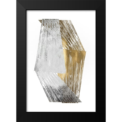 Silver and Gold Foil Stripes Black Modern Wood Framed Art Print by Goldberger, Jennifer