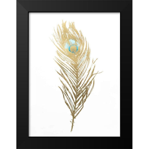Gold Foil Feather II with Hand Color Black Modern Wood Framed Art Print by Harper, Ethan