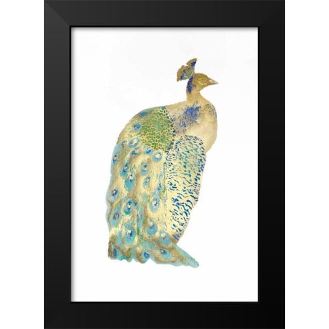 Gold Foil Peacock II with Hand Color Black Modern Wood Framed Art Print by Popp, Grace