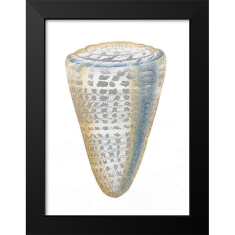 Silver Foil Shell I with Hand Color Black Modern Wood Framed Art Print by Vision Studio