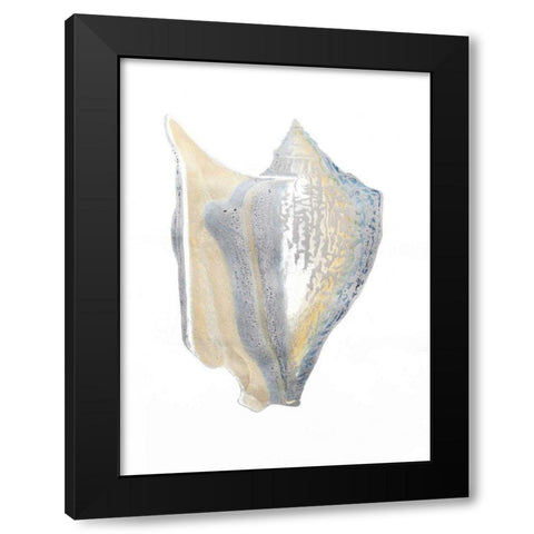 Silver Foil Shell III with Hand Color Black Modern Wood Framed Art Print by Vision Studio