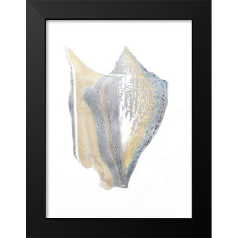 Silver Foil Shell III with Hand Color Black Modern Wood Framed Art Print by Vision Studio