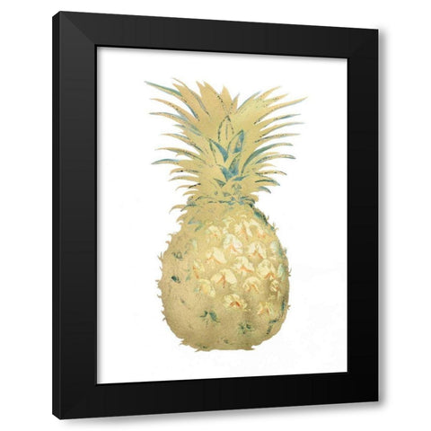 Gold Foil Pineapple I with Hand Color Black Modern Wood Framed Art Print by Vision Studio