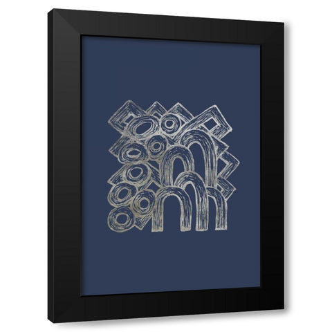 Silver Foil Playground I on Imperial Blue Black Modern Wood Framed Art Print with Double Matting by Stramel, Renee W.