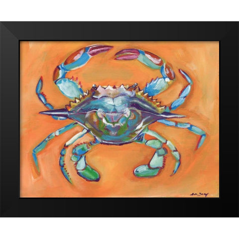 Blue Crab Black Modern Wood Framed Art Print by Seay, Anne