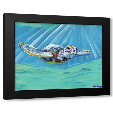 Turtle Black Modern Wood Framed Art Print by Seay, Anne