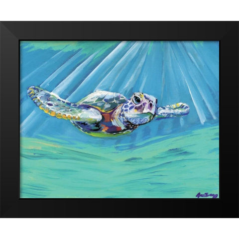 Turtle Black Modern Wood Framed Art Print by Seay, Anne