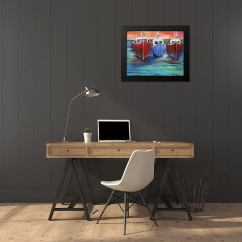 Boats Black Modern Wood Framed Art Print by Seay, Anne