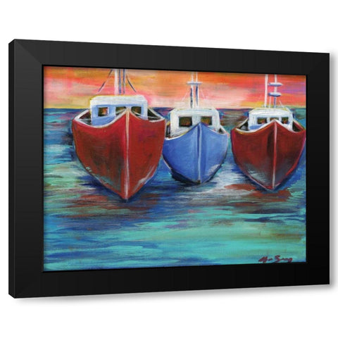 Boats Black Modern Wood Framed Art Print with Double Matting by Seay, Anne