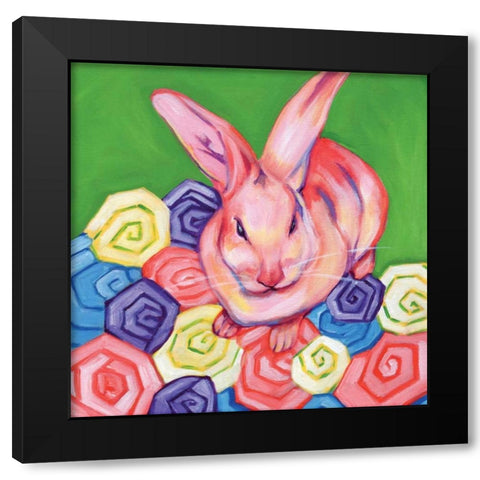 Easter Bunny Black Modern Wood Framed Art Print by Seay, Anne