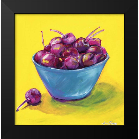 Bing Cherries Black Modern Wood Framed Art Print by Seay, Anne
