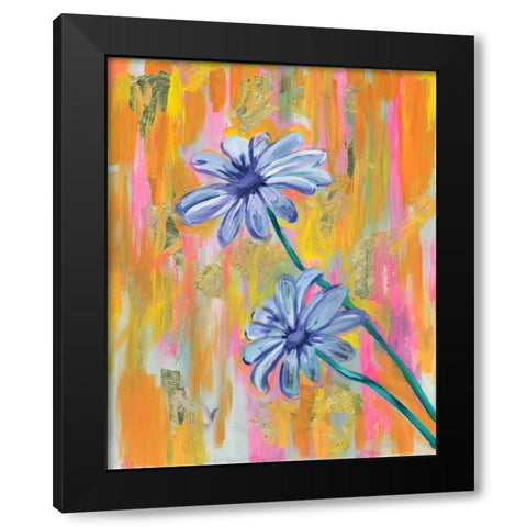 Flowers with Gold Black Modern Wood Framed Art Print by Seay, Anne