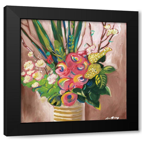 Floral Arrangement Black Modern Wood Framed Art Print with Double Matting by Seay, Anne