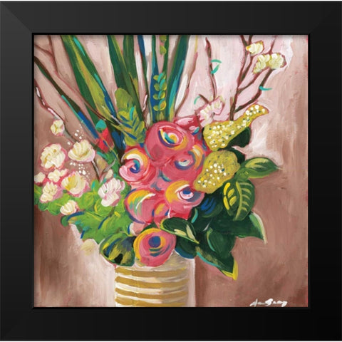 Floral Arrangement Black Modern Wood Framed Art Print by Seay, Anne