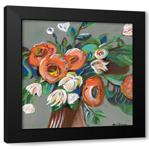 Floral Arrangement II Black Modern Wood Framed Art Print with Double Matting by Seay, Anne