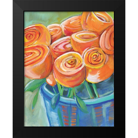 Orange Roses Black Modern Wood Framed Art Print by Seay, Anne