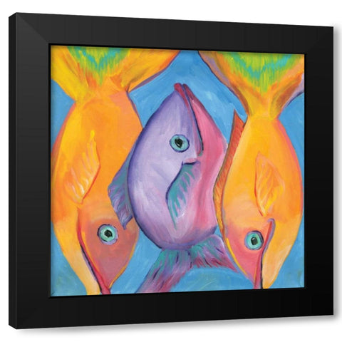 Fish Black Modern Wood Framed Art Print with Double Matting by Seay, Anne
