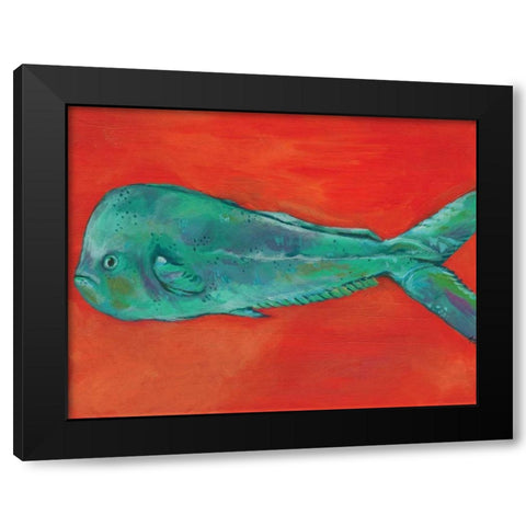 Fish and Orange Black Modern Wood Framed Art Print with Double Matting by Seay, Anne
