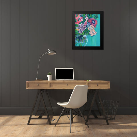 Flower Vase Black Modern Wood Framed Art Print by Seay, Anne