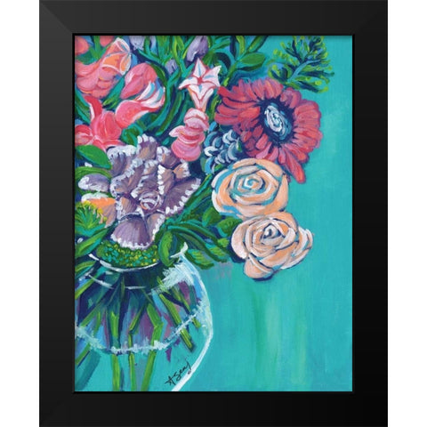 Flower Vase Black Modern Wood Framed Art Print by Seay, Anne