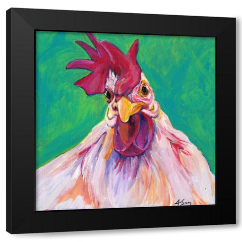 Chicken Black Modern Wood Framed Art Print with Double Matting by Seay, Anne