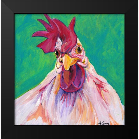 Chicken Black Modern Wood Framed Art Print by Seay, Anne