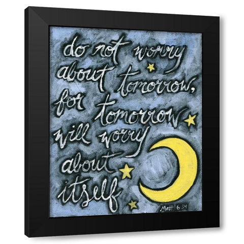 Moon Black Modern Wood Framed Art Print with Double Matting by Seay, Anne