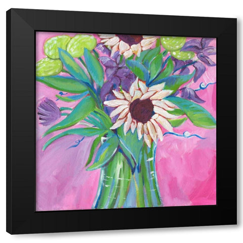 Flowers Black Modern Wood Framed Art Print by Seay, Anne