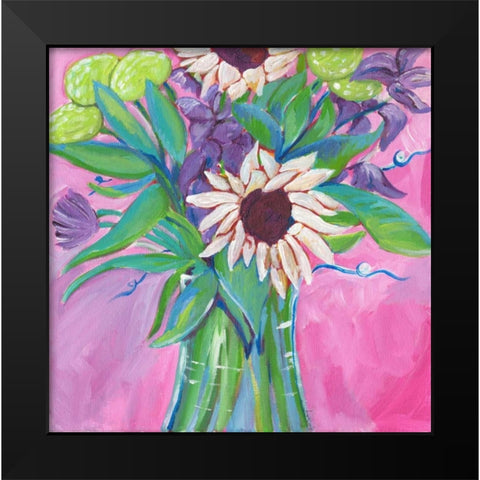 Flowers Black Modern Wood Framed Art Print by Seay, Anne