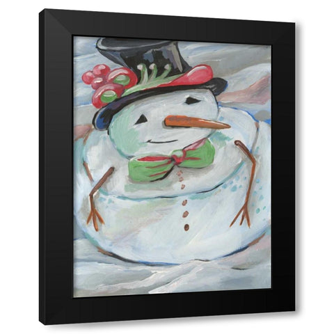 Snowman Black Modern Wood Framed Art Print with Double Matting by Seay, Anne