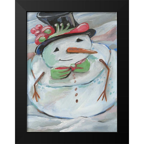 Snowman Black Modern Wood Framed Art Print by Seay, Anne