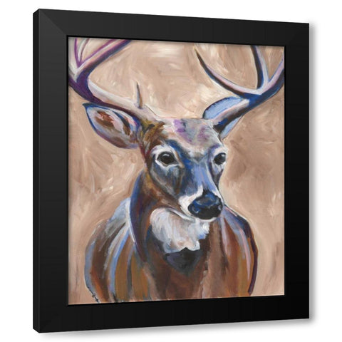 Deer Black Modern Wood Framed Art Print with Double Matting by Seay, Anne