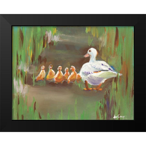 Ducks Black Modern Wood Framed Art Print by Seay, Anne