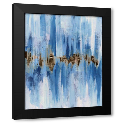 Abstract Blue II Black Modern Wood Framed Art Print with Double Matting by Seay, Anne