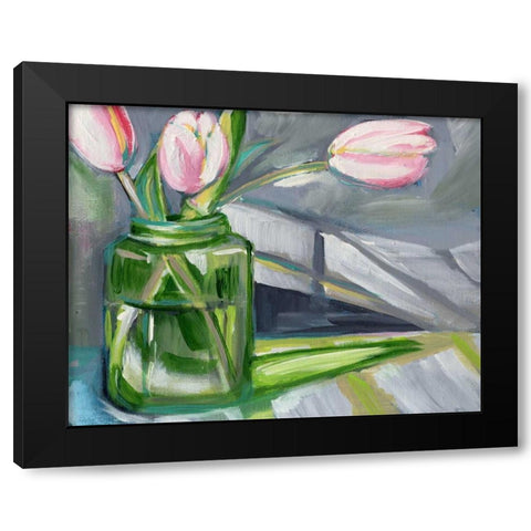 Glass Tulips Black Modern Wood Framed Art Print by Seay, Anne
