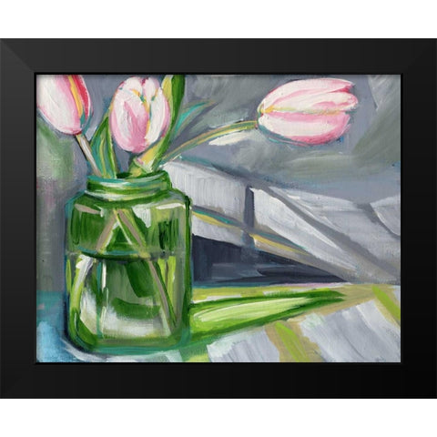 Glass Tulips Black Modern Wood Framed Art Print by Seay, Anne