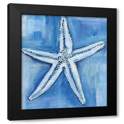 Starfish Blues Black Modern Wood Framed Art Print with Double Matting by Seay, Anne