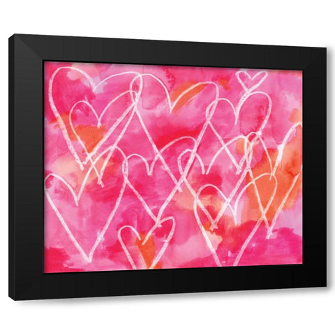 Hearts Black Modern Wood Framed Art Print by Seay, Anne