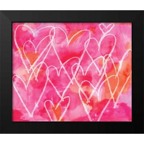 Hearts Black Modern Wood Framed Art Print by Seay, Anne
