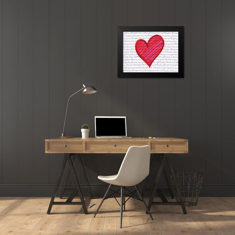 Pink Love Black Modern Wood Framed Art Print by Seay, Anne