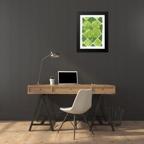 Lucky Clover Black Modern Wood Framed Art Print by Seay, Anne