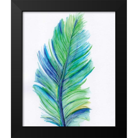 Blue Feather Black Modern Wood Framed Art Print by Seay, Anne