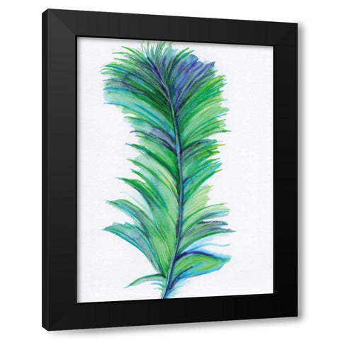 Blue Feather II Black Modern Wood Framed Art Print by Seay, Anne