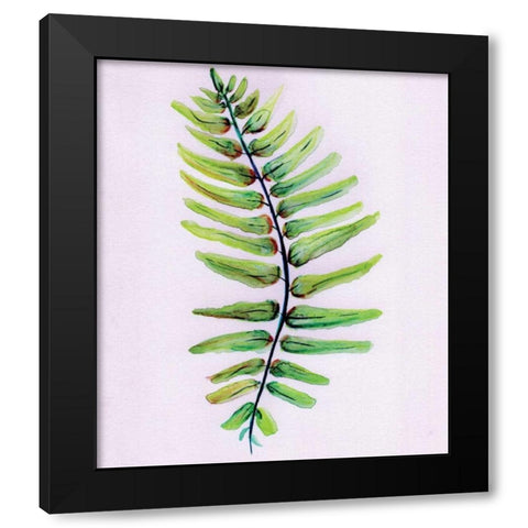 Blue Fern Black Modern Wood Framed Art Print with Double Matting by Seay, Anne